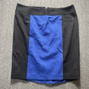 NWT Lane Bryant Black Blue Zip Back Short Fitted Flattering Ponte Skirt Size 14